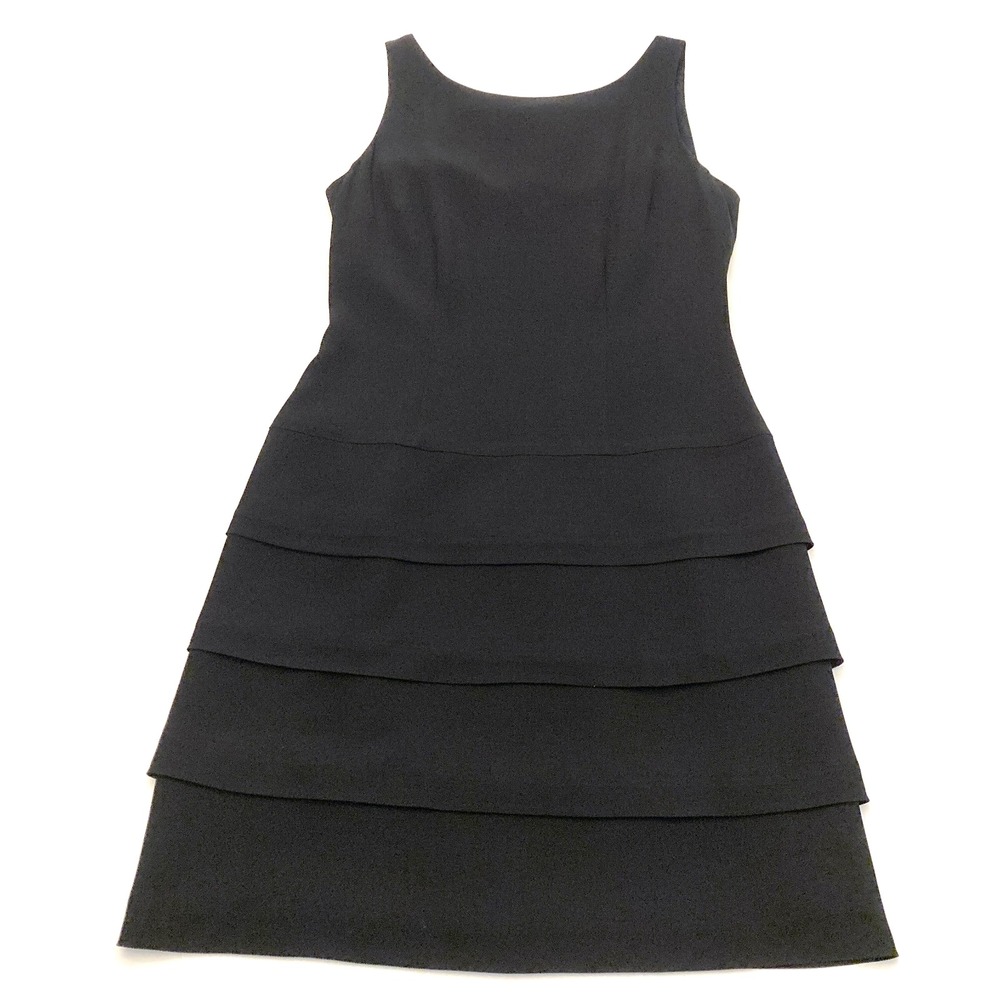 Lauren Ralph Lauren LBD Tiered Ruffle Dress Crepe Chiffon‎ Womens 6 Sleeveless